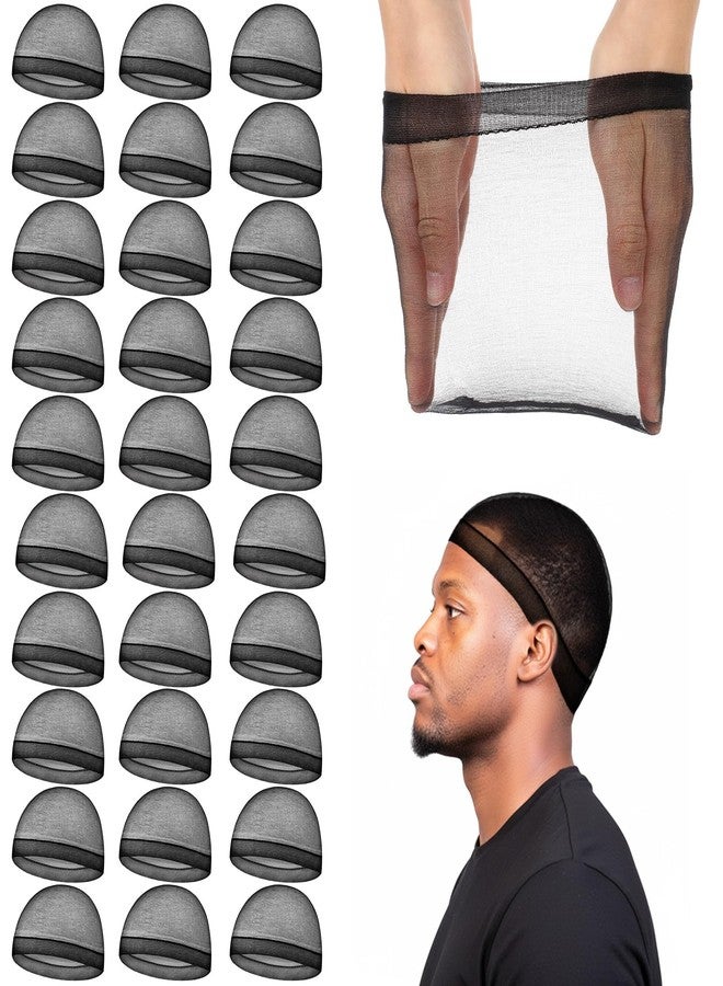 سيبا قبعة سيبا للرجال، 30 قطعة، قبعة شعر مستعار مرنة، شبكة شعر مطاطية، قبعات جوارب للرجال البالغين، مريحة وجيدة التهوية للارتداء لفترات طويلة، أسود - Image 1